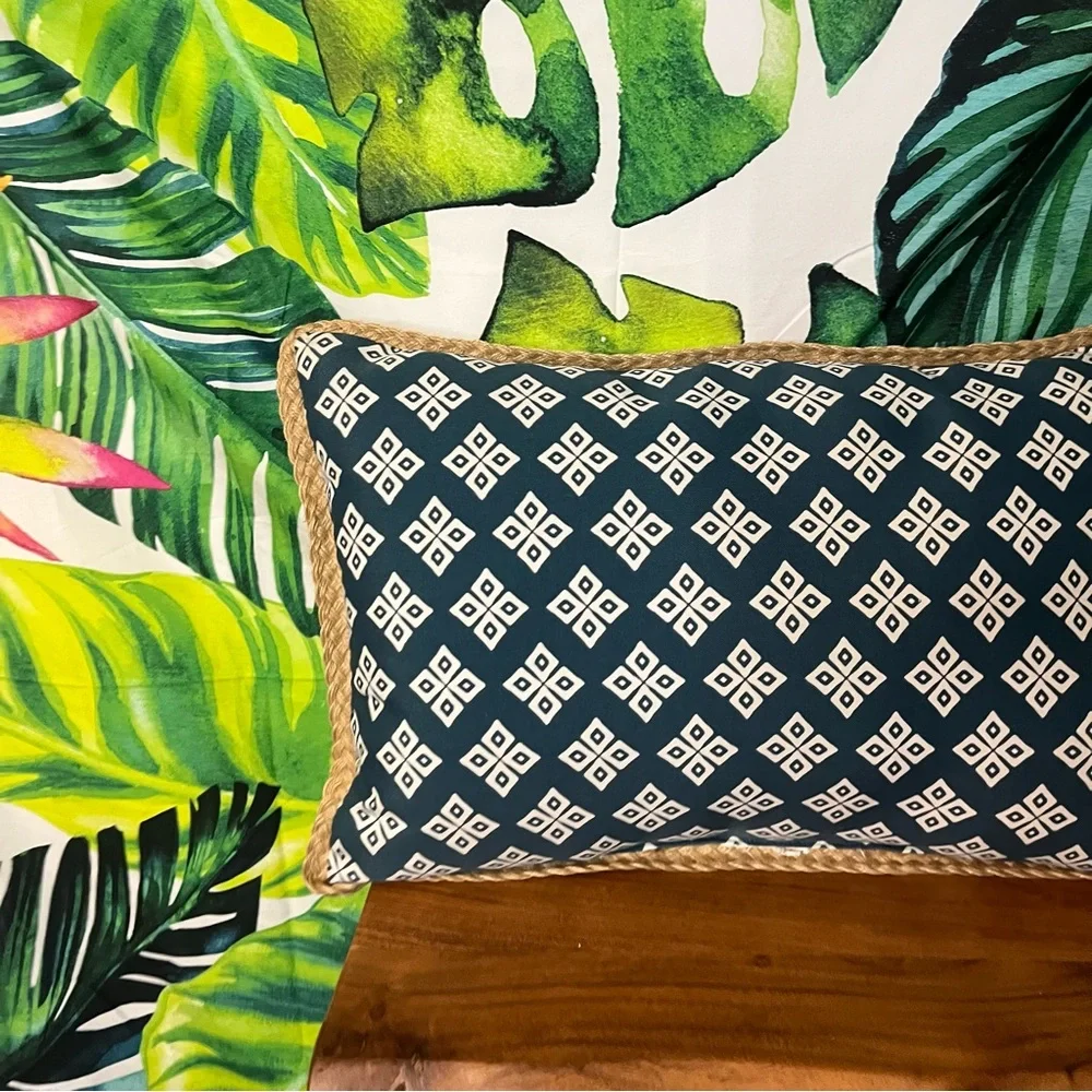 Tropical Pineapple Key West Coastal Beach Colorful Summer 21.5” x 14.5” Pillow